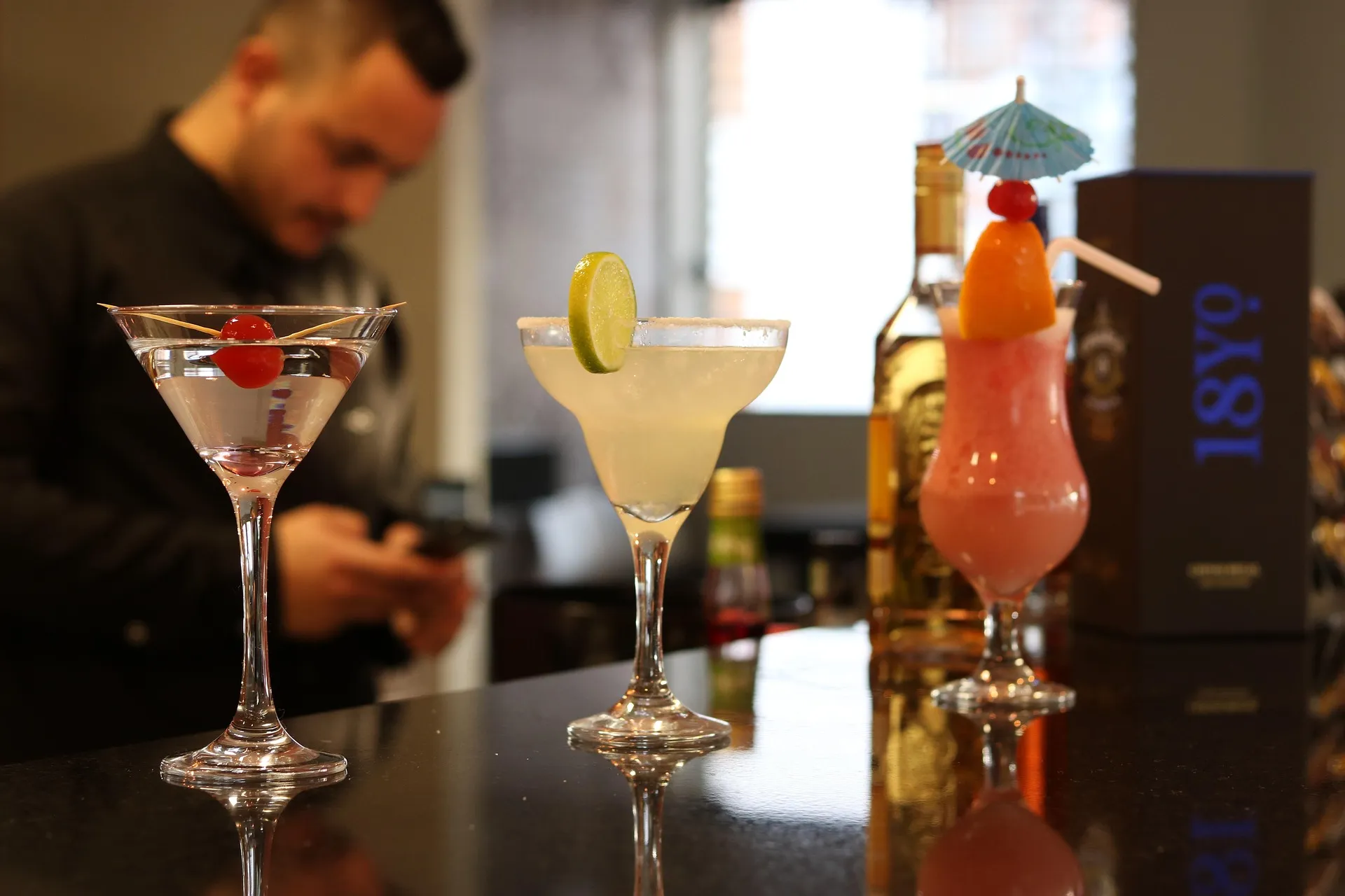 Craft cocktails prepared by a professional bartender